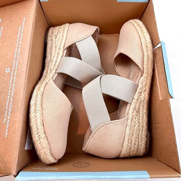 Lifestride 2.0 Keaton Tan Wedge Espadrilles 8M Slip On Comfy Elastic Straps - Picture 1 of 16